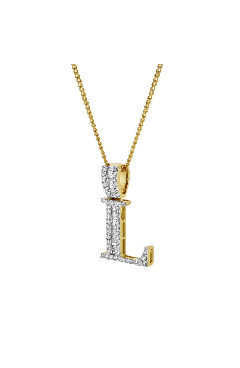 LuvMyJewelry L Initial Diamond Pendant 10K Yellow Gold - 0.52 Carats, Alternate, color, 
