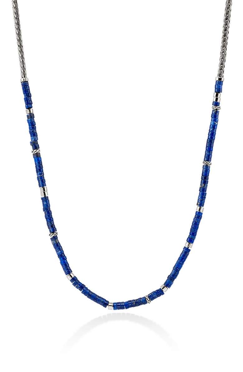 John Hardy Classic Chain Heishi Necklace, Main, color, Silver/ Blue