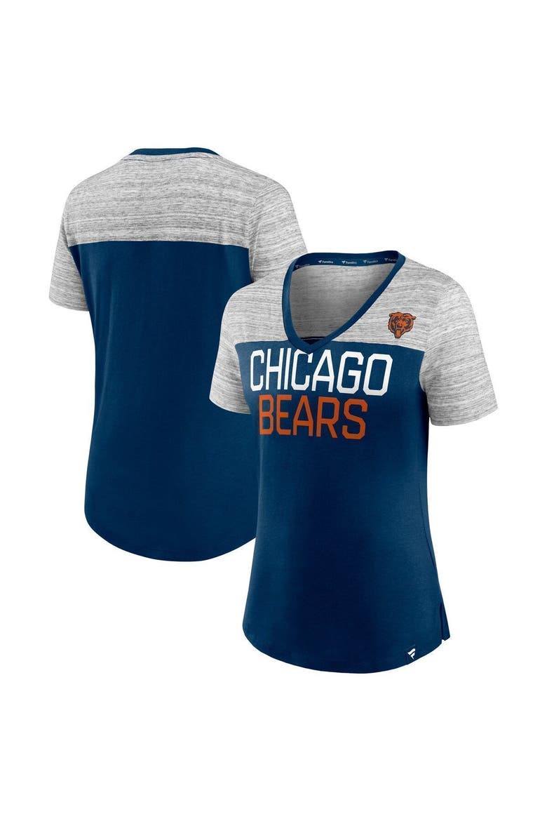 Women's Fanatics Branded Navy/Heathered Gray Chicago Bears Close Quarters V-Neck T-Shirt, Main, color, Navy