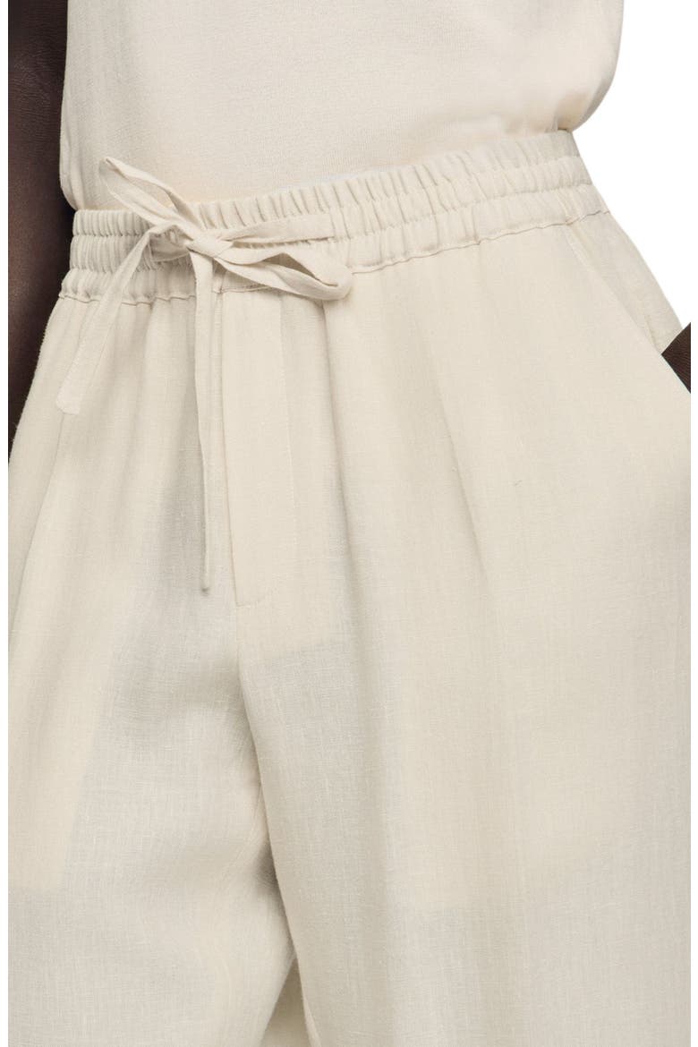 Elasticated linen trousers, Alternate, color, Ivory