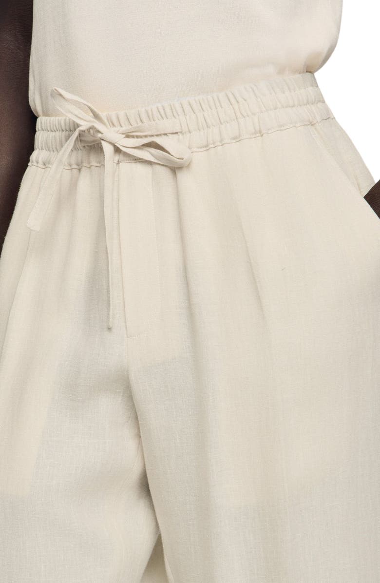 SANDRO Elasticated linen trousers, Alternate, color, Ivory