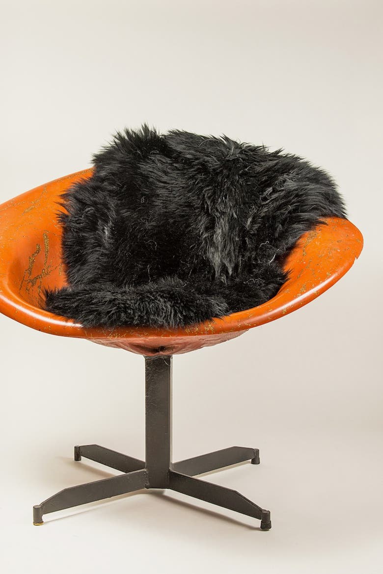 Milan Genuine Sheepskin Shearling Throw 24" x 36" - Black, Alternate, color, BLACK
