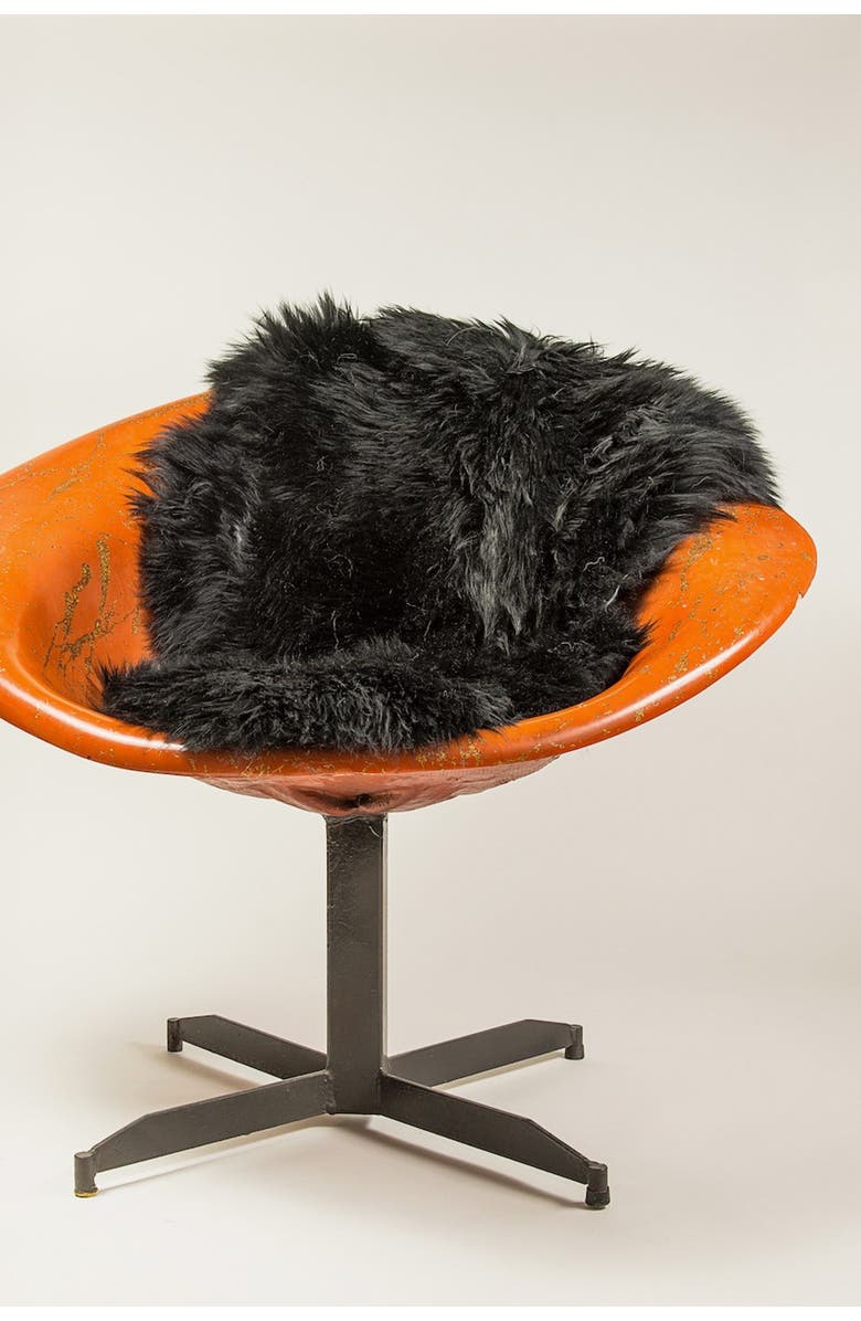 NATURAL Milan Genuine Sheepskin Shearling Throw 24" x 36" - Black, Alternate, color, Black