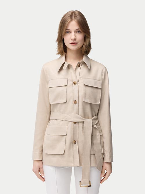 Gobi Mongolian Cashmere Belted Cashmere Safari Jacket In Warm Grey