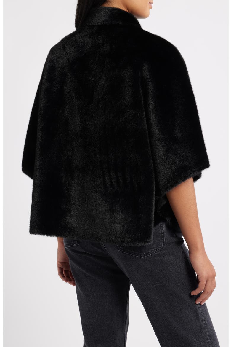 Faux Fur Capelet, Alternate, color, BLACK