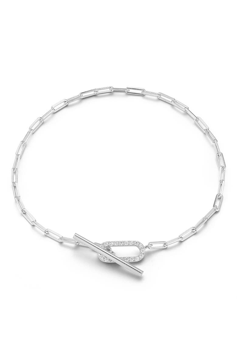 GLAZE JEWELRY Cubic Zirconia Toggle Bracelet, Main, color, Silver