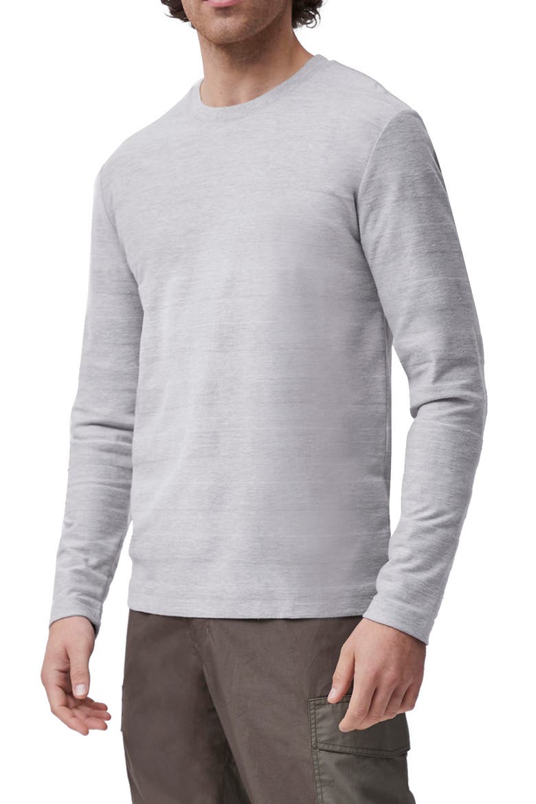 Textured Stripe Long Sleeve T-Shirt, Main, color, LIGHT GREY MELANGE