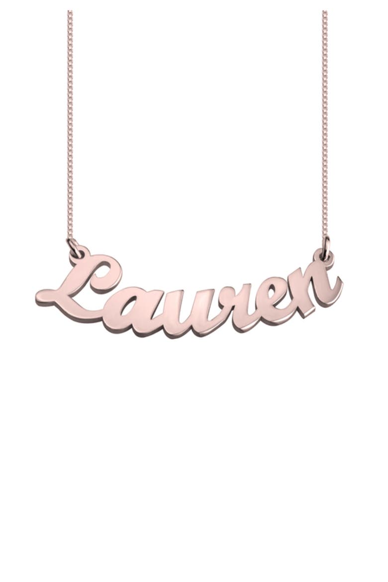 Personalized Nameplate Pendant Necklace, Main, color, ROSE GOLD PLATED