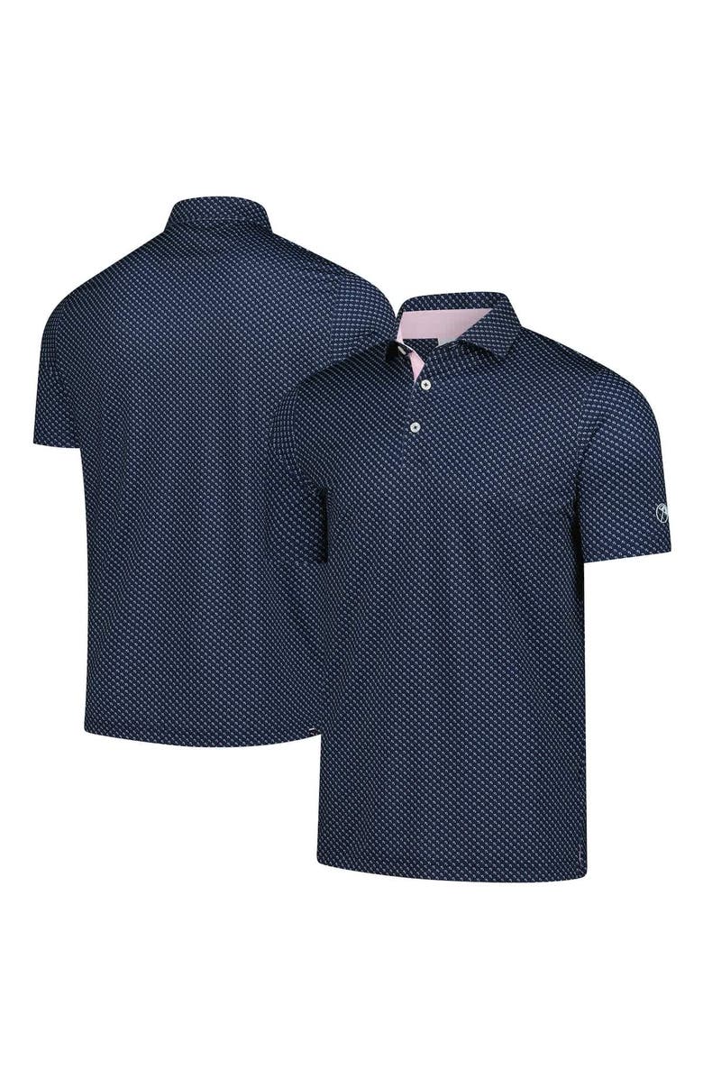 PUMA Men's Puma Navy Arnold Palmer MATTR Micro Umbrellas Printed Polo, Alternate, color,