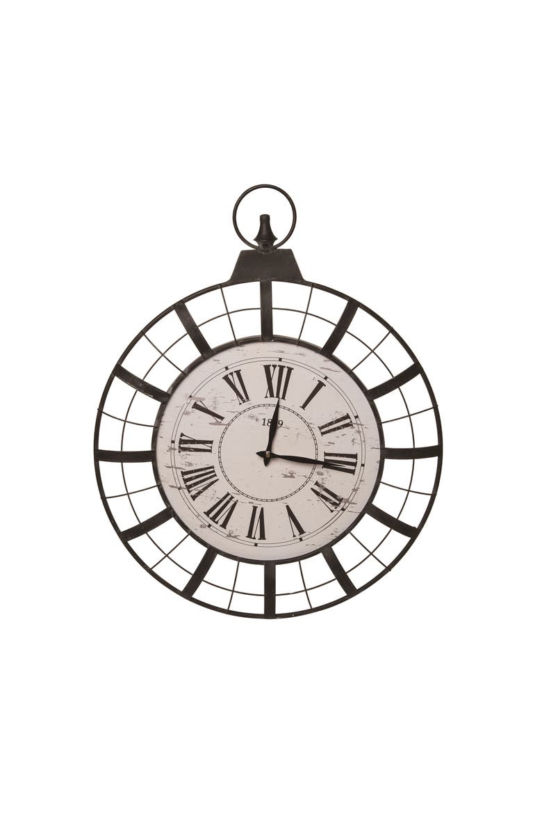 Black Metal Everyday Wall Clock Stylish Spring Design for Home and Office Decor, Main, color, Black