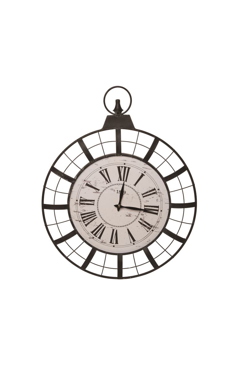 Transpac Black Metal Everyday Wall Clock Stylish Spring Design for Home and Office Decor, Main, color, Black