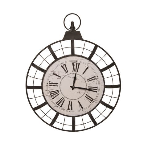 Black Metal Everyday Wall Clock Stylish Spring Design for Home and Office Decor