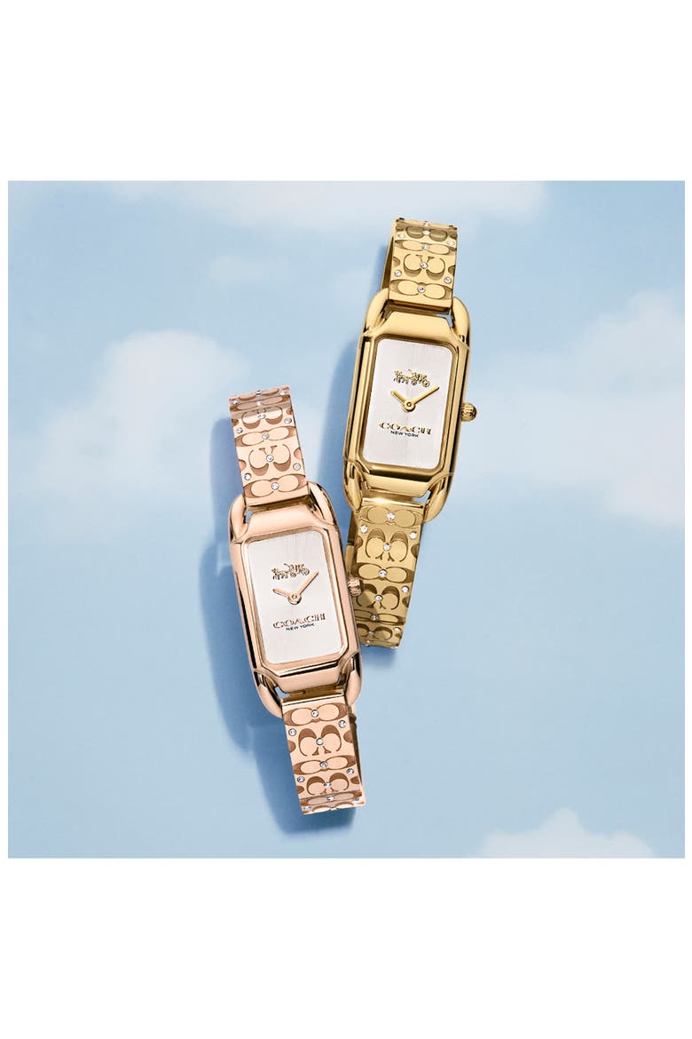 Cadie Crystal Rectangular Bracelet Watch, 17.5mm x 28.5mm, Alternate, color, SILVER WHITE