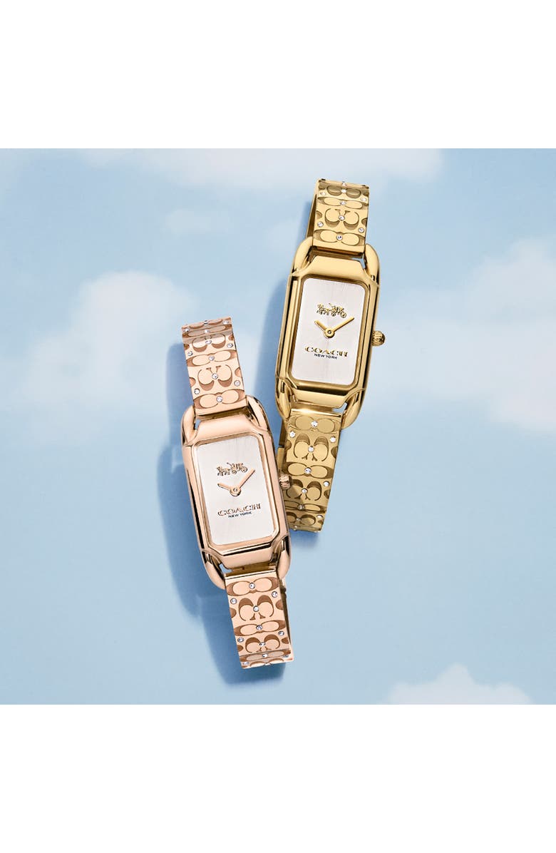 COACH Cadie Crystal Rectangular Bracelet Watch, 17.5mm x 28.5mm, Alternate, color, Silver White