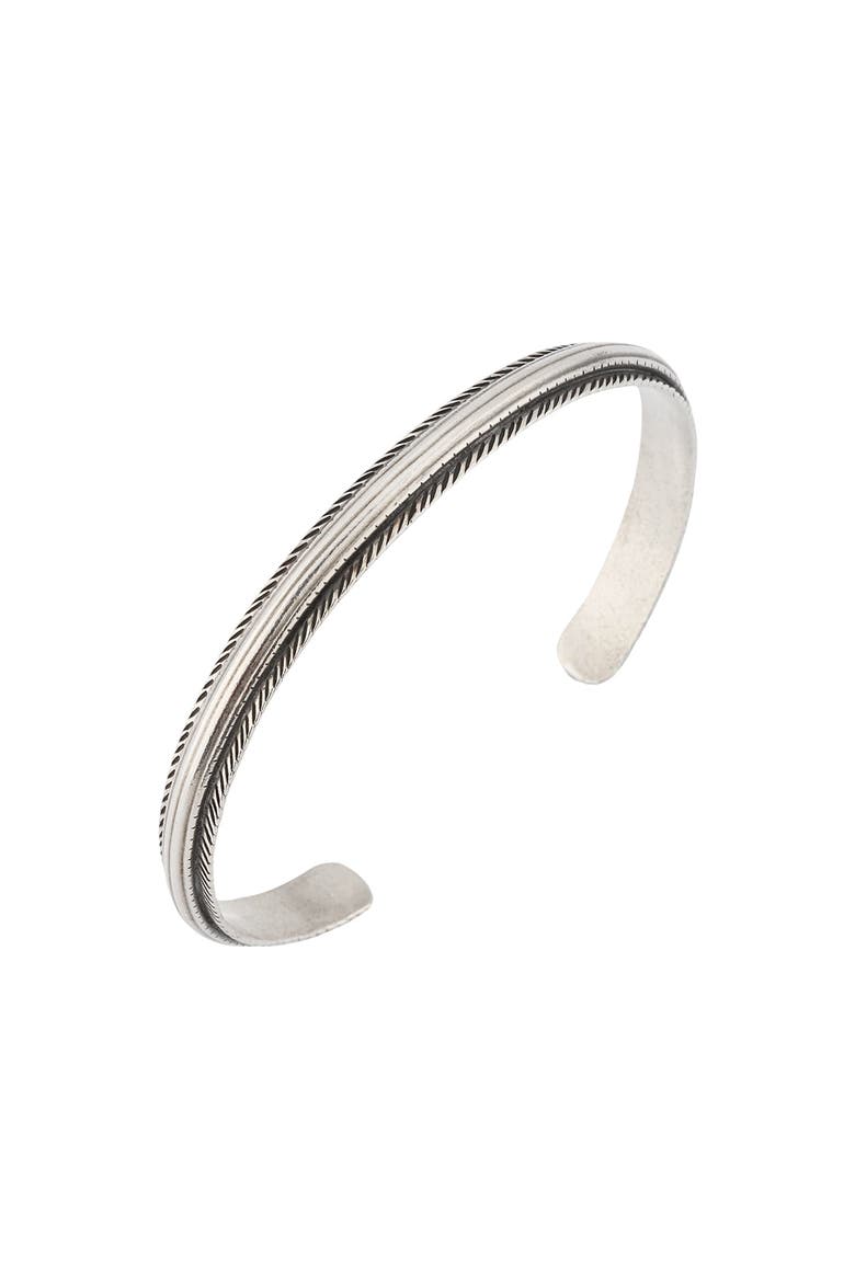 Sterling Silver Feather Trim Cuff Bracelet, Alternate, color, SILVER