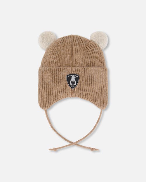 Deux Par Deux Gender Inclusive Lined Winter Knit Hat With Ear Flaps In Brown
