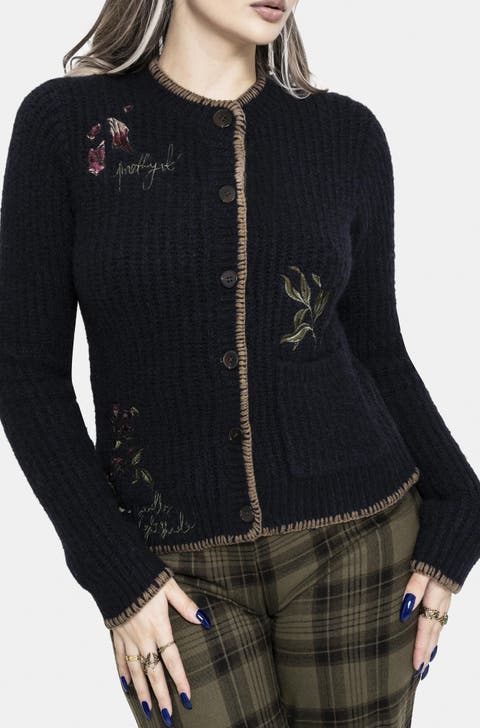 Ame Embroidered Blanket Stitch Cardigan