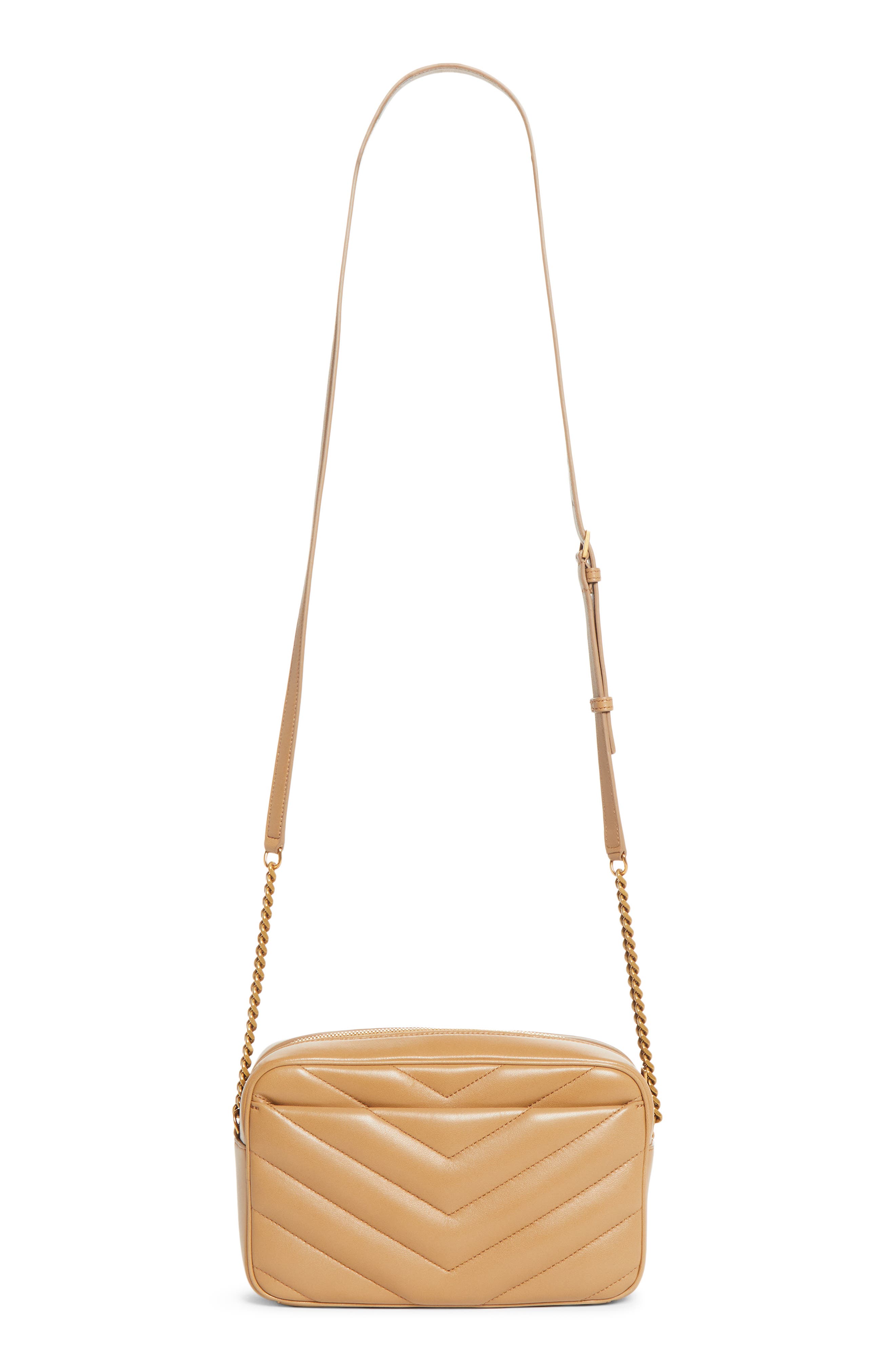 Saint Laurent Loulou Mattelassé Leather Camera Bag, Alternate, color, Natural Tan