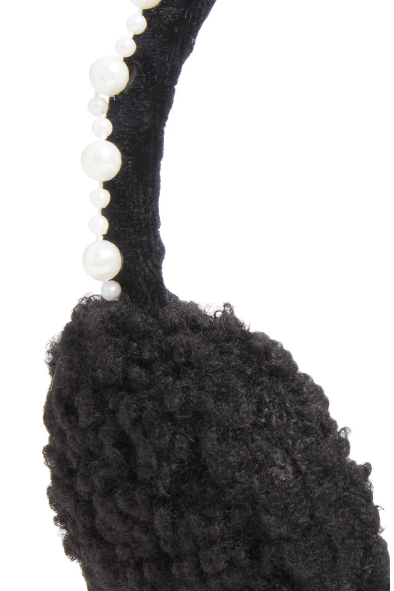Kids' Faux Fur Earmuffs with Imitation Pearl Band, Alternate, color, BLACK