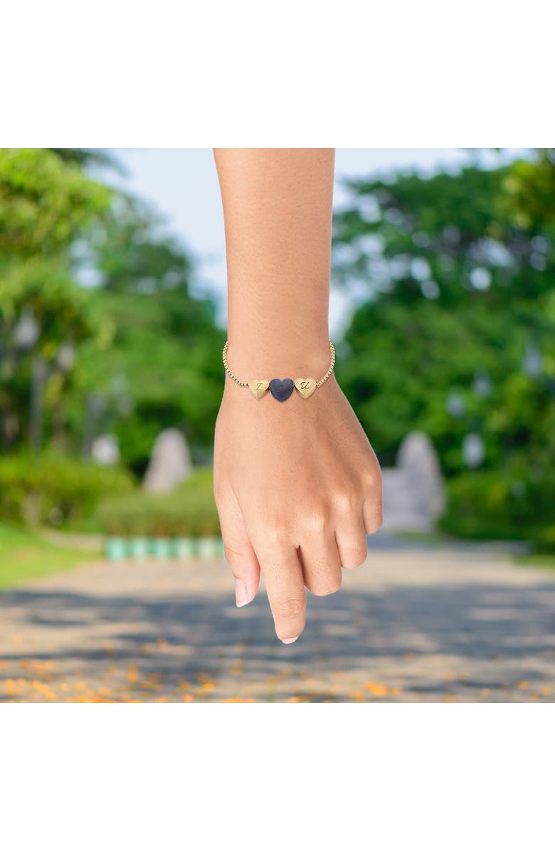 LuvMyJewelry Luv Me Love Heart Sodalite Gemstone Yellow gold Plated Silver Adjustable Bracelet, Alternate, color, 14Kt Gold Vermeil On Sterling