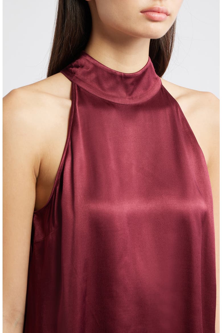 Leah Satin Crepe Halter Top, Alternate, color, GARNET