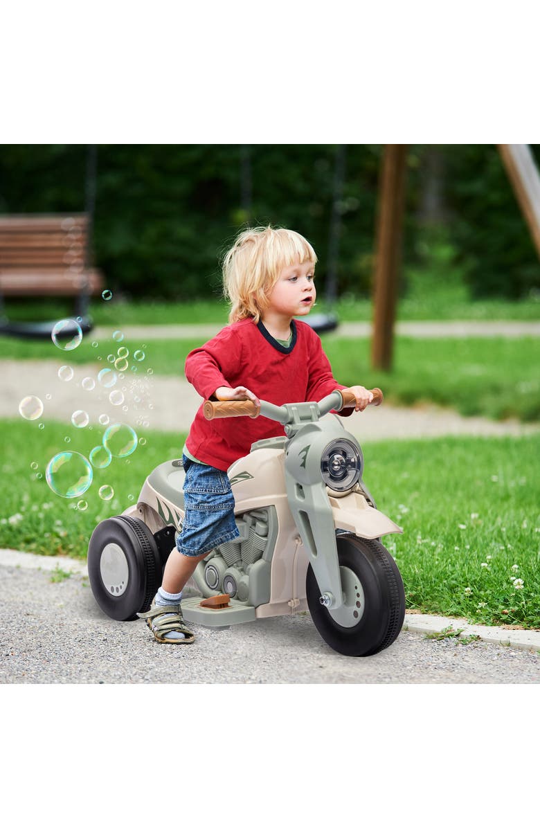 Qaba 6V 3-Wheeled Kids Ride on Motorcycle with Lights, Music, Alternate, color, 