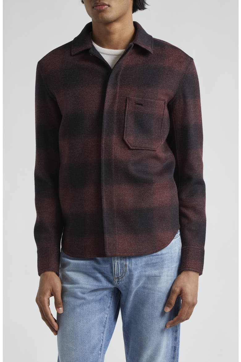 Ombré Plaid Trofeo Wool & Cashmere Double Face Overshirt, Main, color, LESSONA