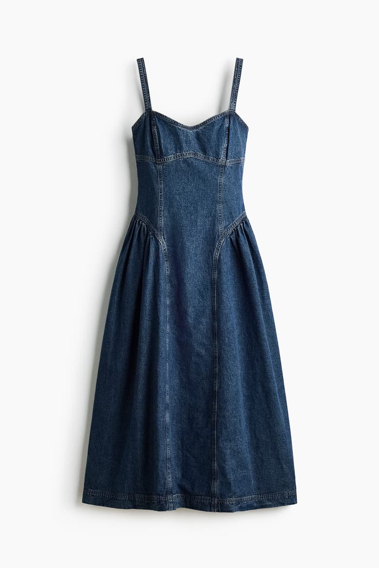 Flared-skirt Denim Dress, Alternate, color, Denim blue