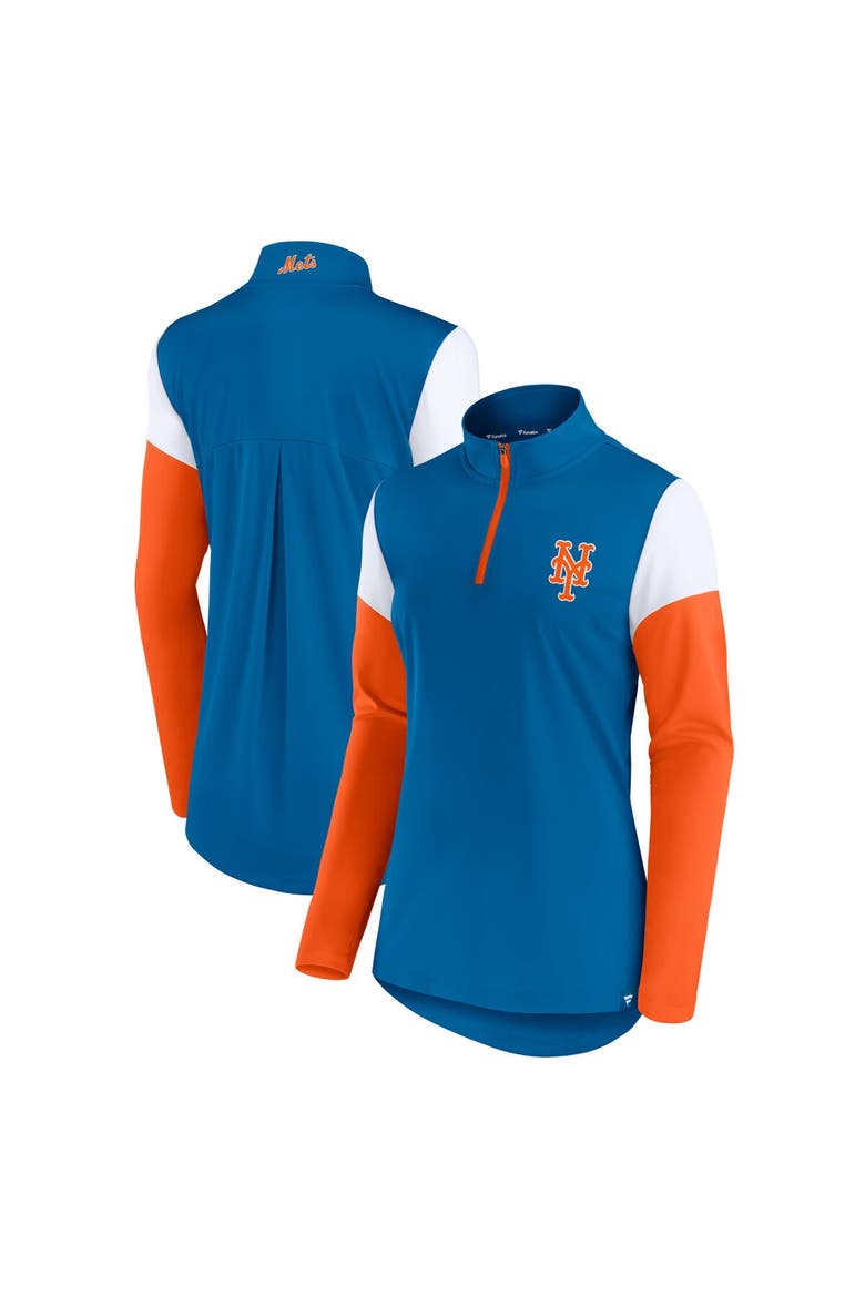 Women's Fanatics Branded Royal/Orange New York Mets Authentic Fleece Quarter-Zip Jacket, Main, color, Royal
