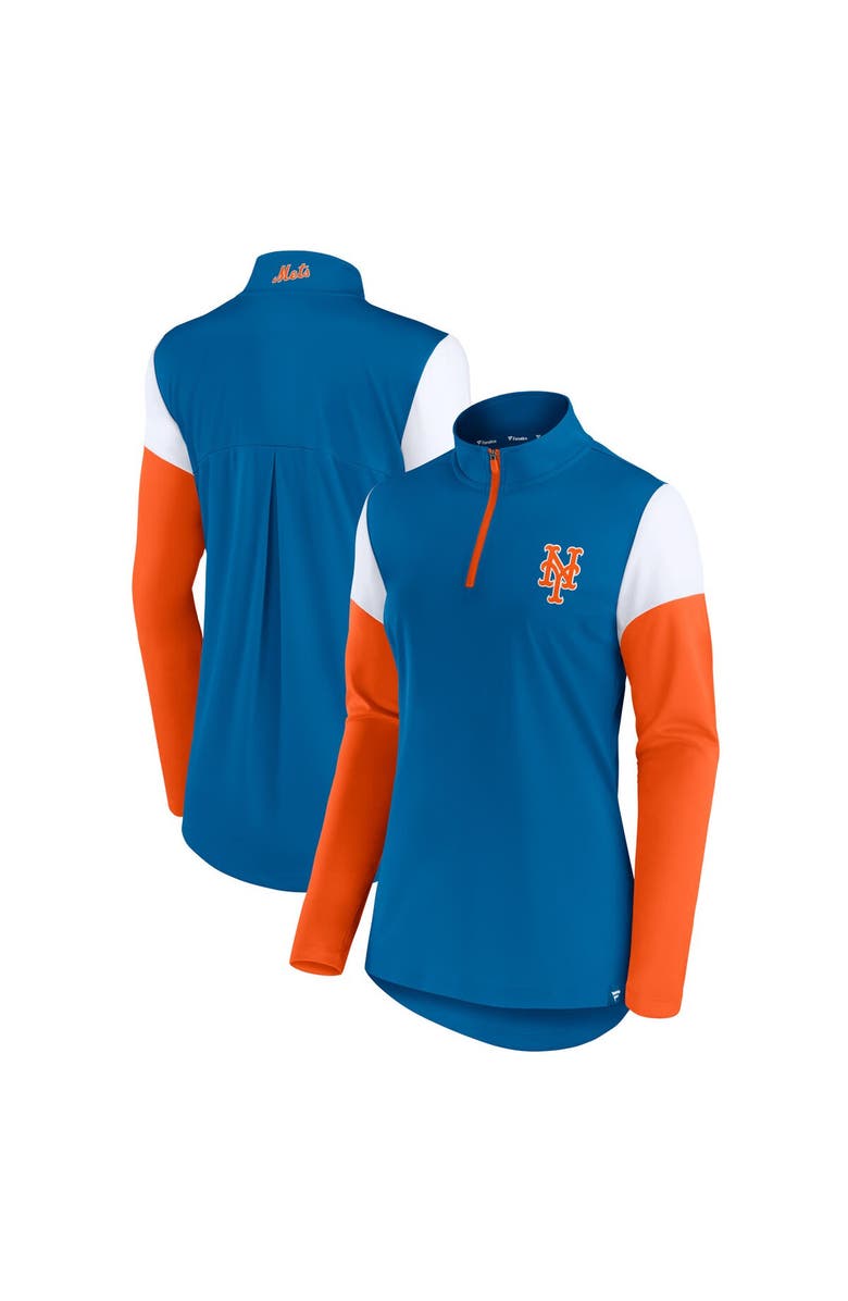 FANATICS Women's Fanatics Branded Royal/Orange New York Mets Authentic Fleece Quarter-Zip Jacket, Main, color, Royal
