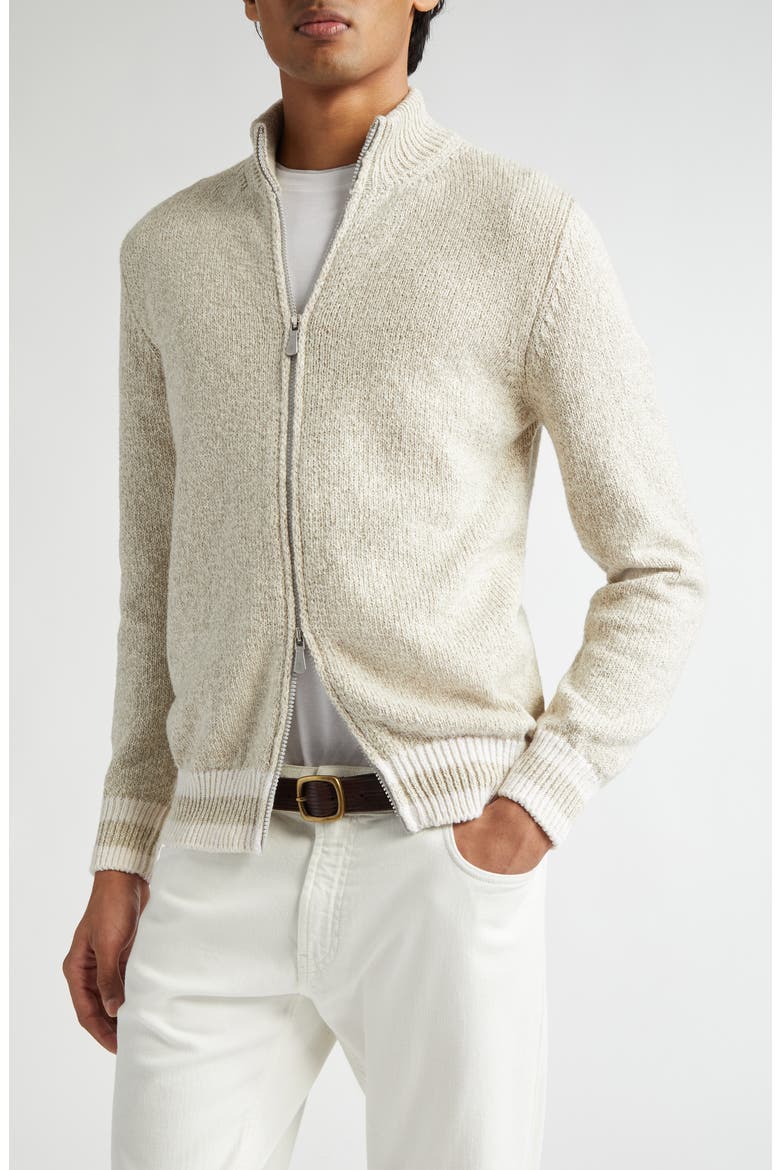 Full Zip Cardigan, Alternate, color, SAND WHITE AND SAND