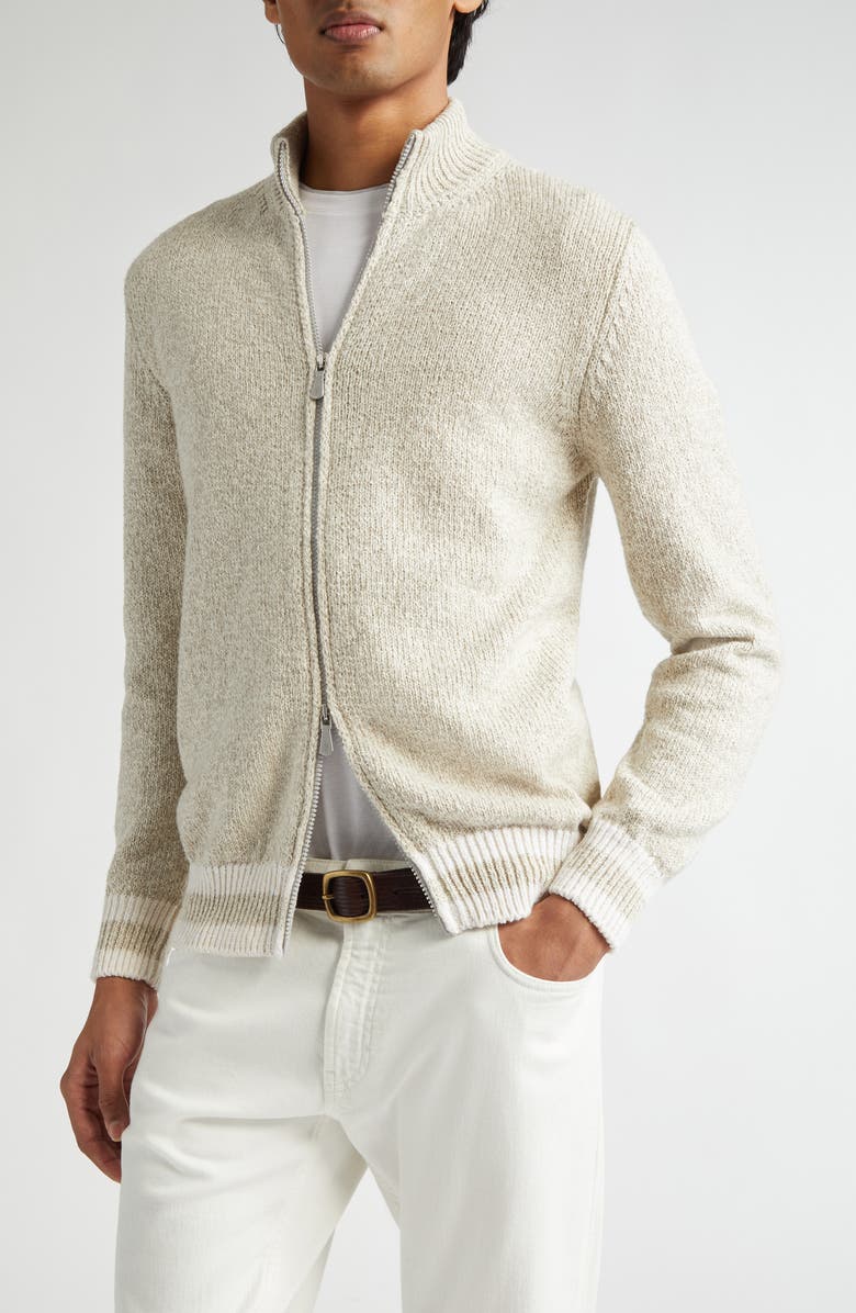 Eleventy Full Zip Cardigan, Alternate, color, Sand White And Sand