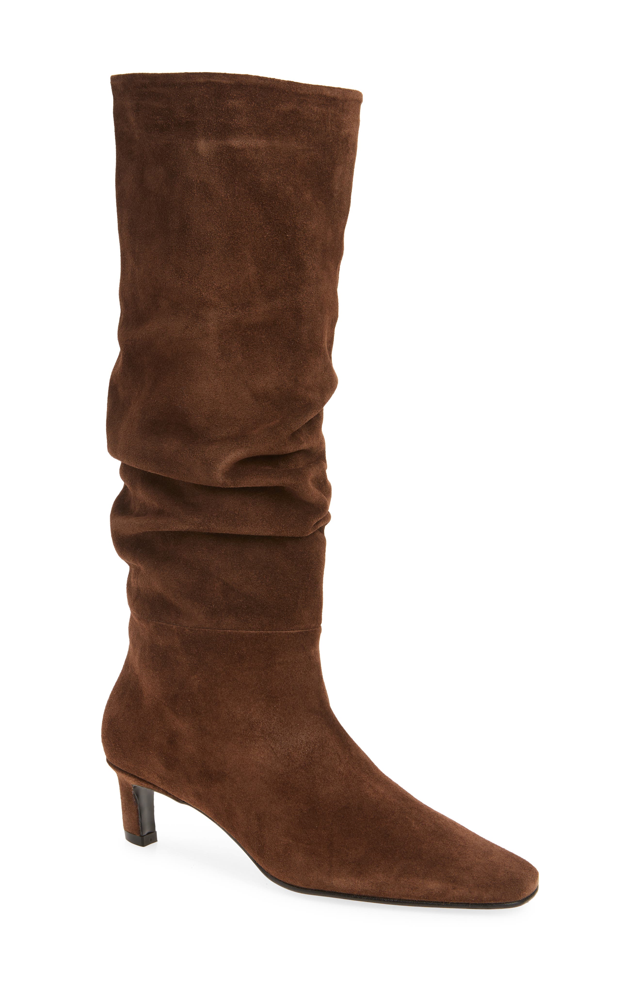 Kalila Slouchy Knee High Boot, Main, color, SUEDE BROWN