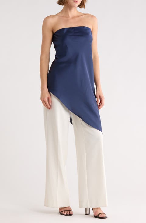 Asymmetric Strapless Tunic Top