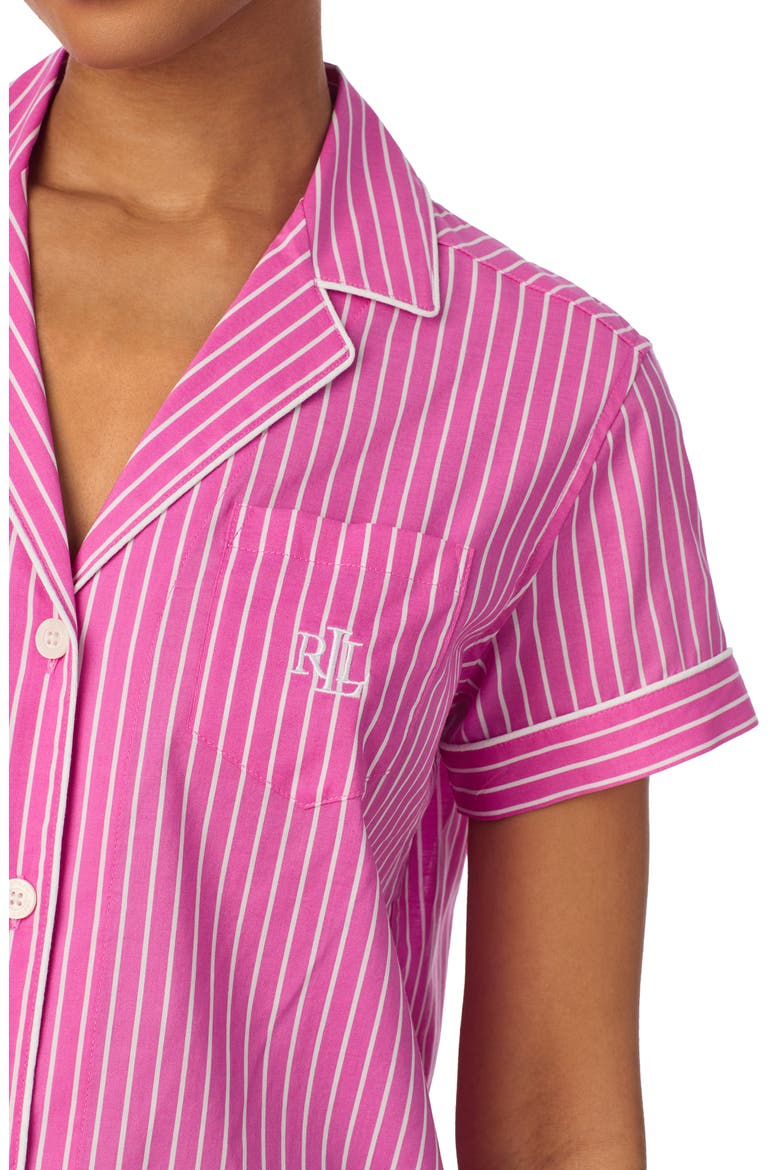 Cotton Blend Crop Pajamas, Alternate, color, PINK STRIPE