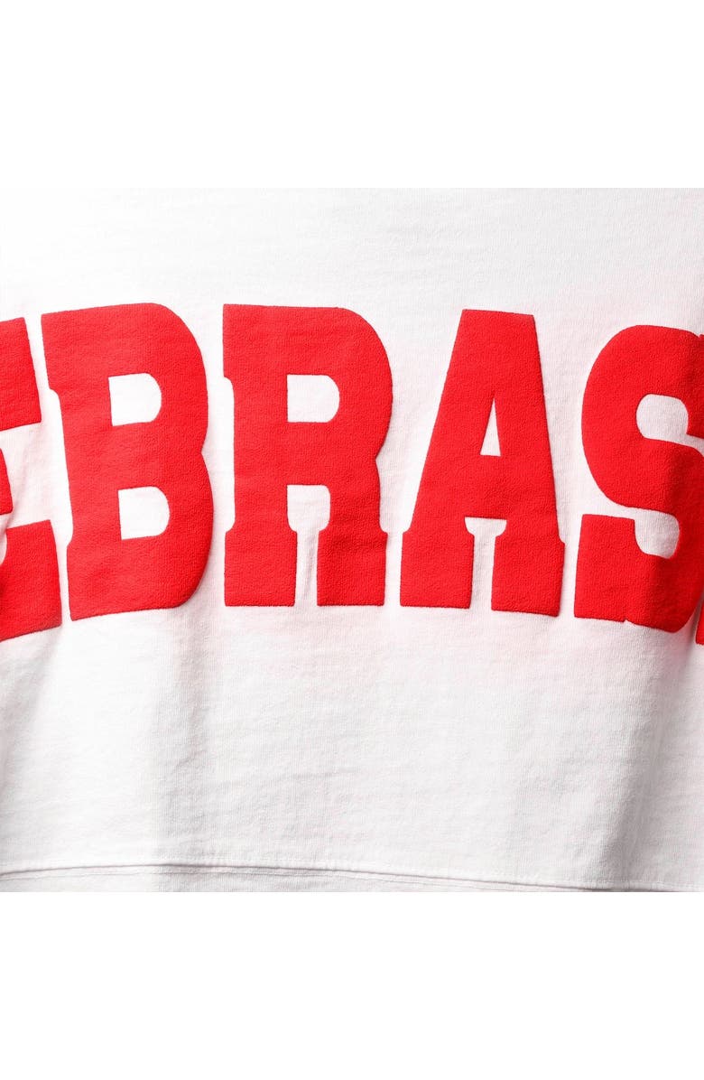 SPIRIT JERSEY Women's White Nebraska Huskers Laurels Crop Long Sleeve T-Shirt, Alternate, color, White