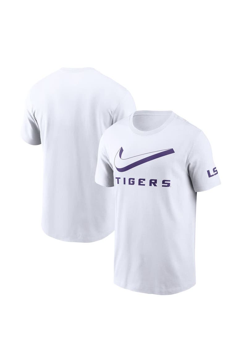 Men's Nike White LSU Tigers Primetime 2-Hit Swoosh T-Shirt, Alternate, color, White