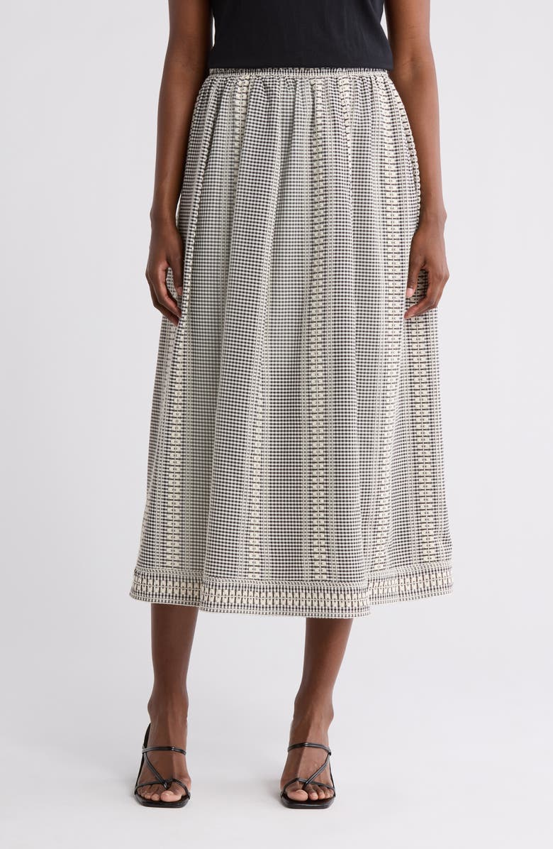 MAX STUDIO Textured Gingham Midi Skirt, Main, color, 