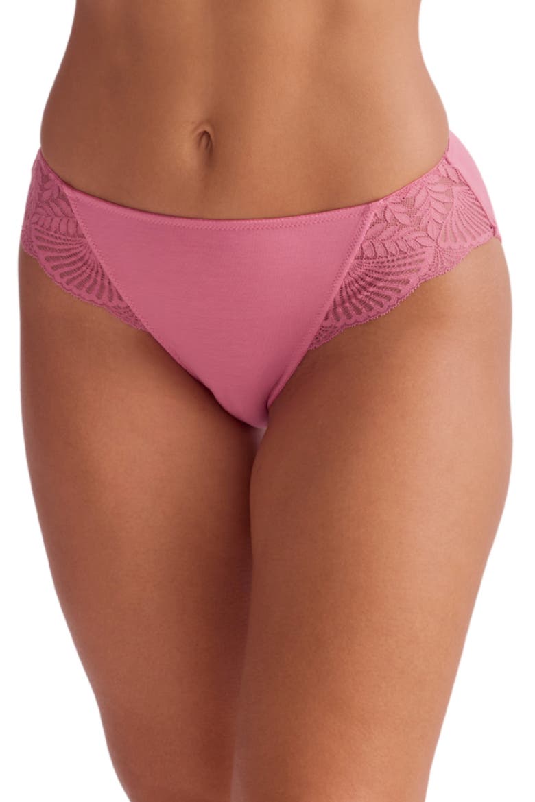Belle Epoque Lace Trim Microfiber Briefs, Main, color, LIPSTICK
