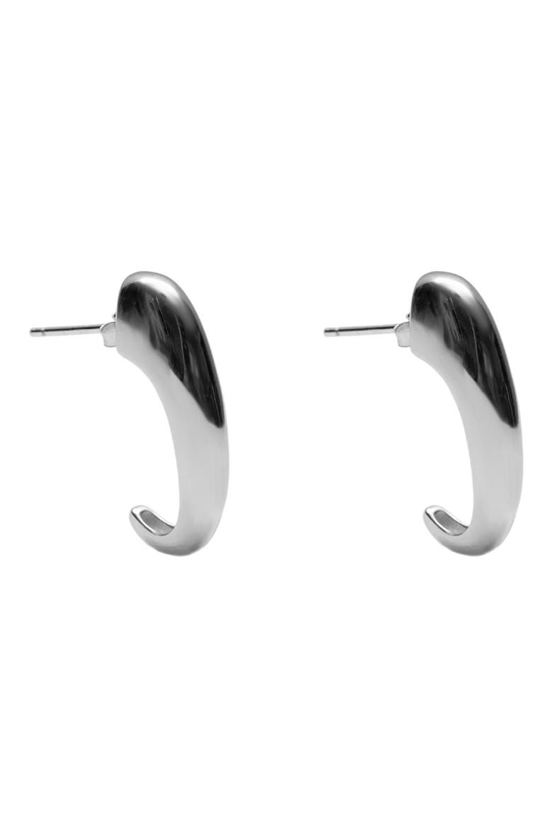 C Hoop Earrings, Main, color, SILVER