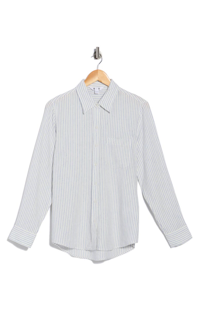 Three Dots Relaxed Fit Linen Blend Button-Up Shirt, Alternate, color, Dazzling Blue Brianna Stripe