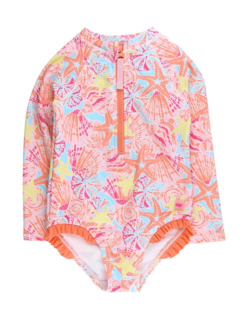 Girls UPF50+ Sun Protection Long Sleeve Rash Guard One Piece