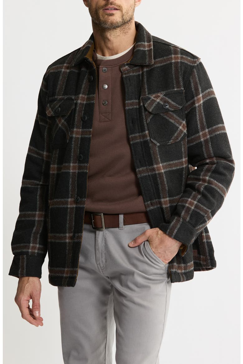 Plaid Shirt Jacket with Faux Fur Lining, Main, color, BLACK PLAID