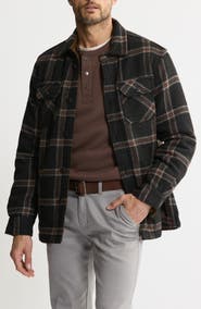 JACHS Plaid Shirt Jacket with Faux Fur Lining