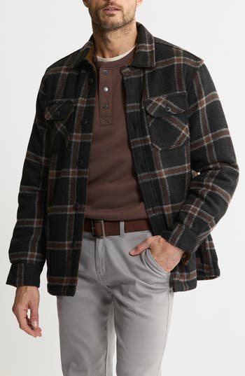 Jachs Plaid Shirt Jacket With Faux Fur Lining In Black