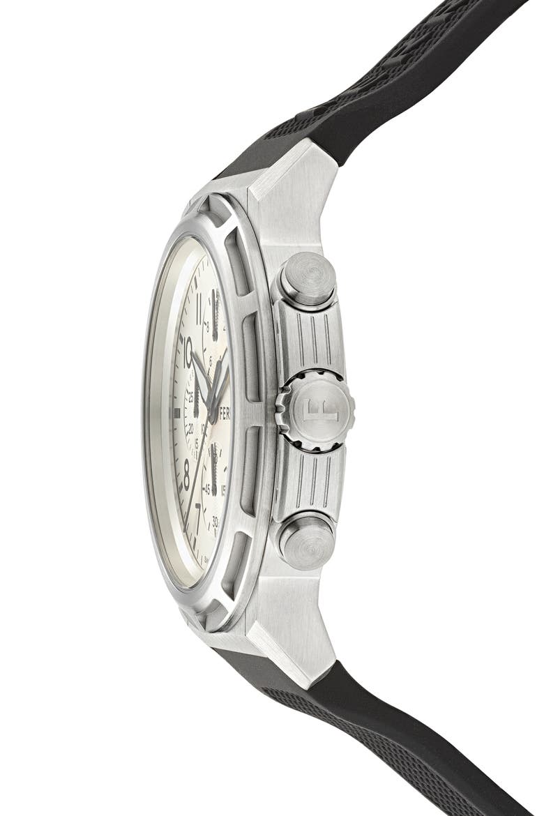 Sport Chronograph Silicone Strap Watch, 44mm, Alternate, color, STAINLESS STEEL