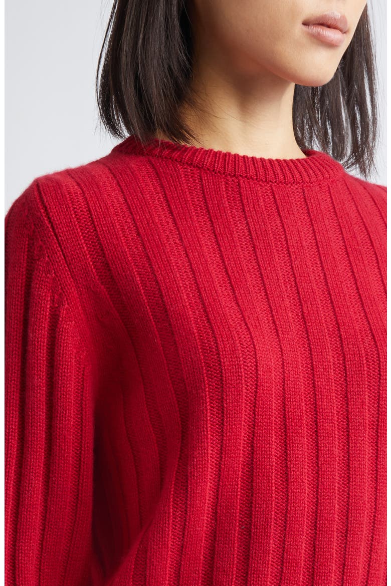 Lecht Cashmere Rib Crewneck Sweater, Alternate, color, CLARET