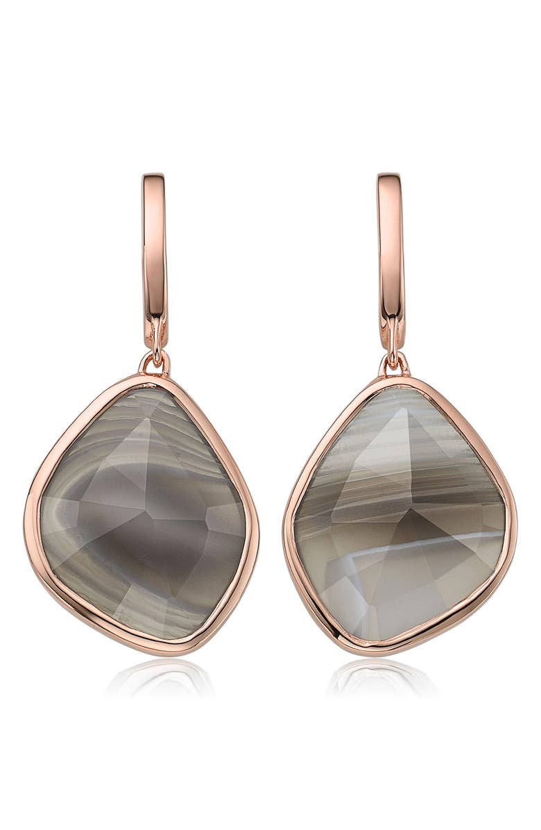 Monica Vinader Siren Nugget Semiprecious Stone Drop Earrings, Main, color, Grey Agate/ Rose Gold