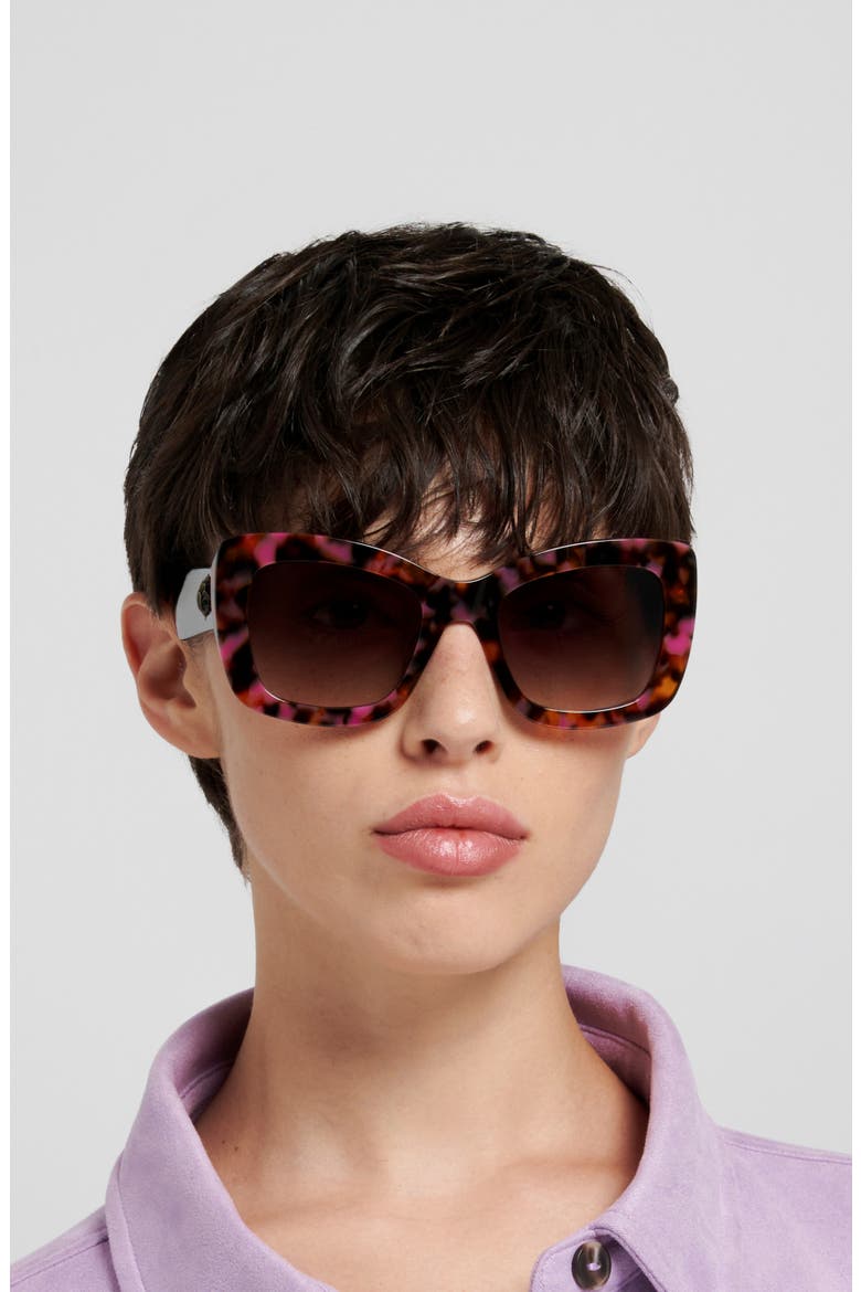 54mm Rectangular Sunglasses, Alternate, color, FUCHSIA HAVANA/ BROWN SF