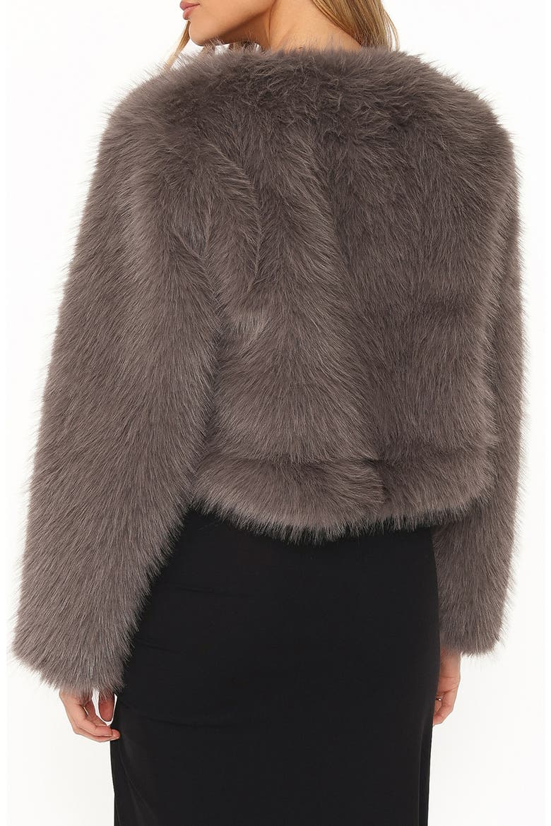 Connie Faux Fur Cropped Jacket, Alternate, color, GUNMETAL GREY